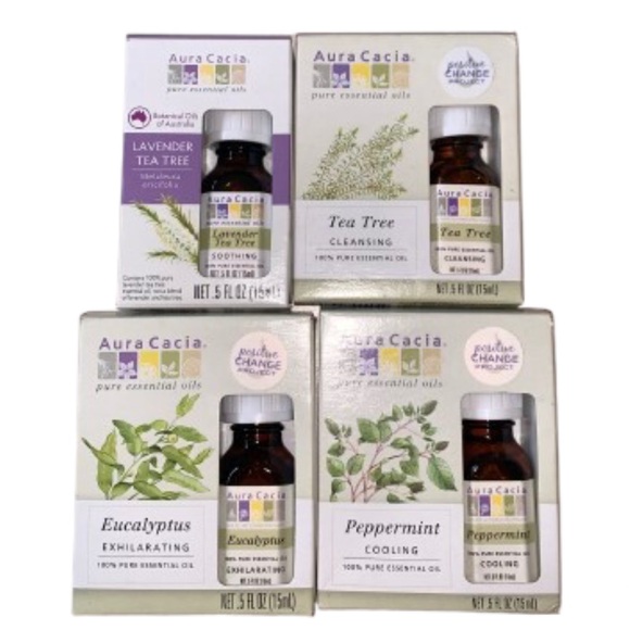 NEW Aura Cacia Pure Essential Oils Set of 4 - Picture 1 of 10